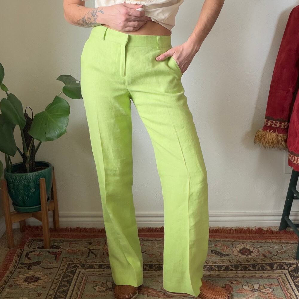 Ralph Lauren Lime Green Wide-Leg Pants